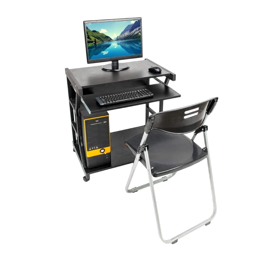 29" Moveable Study Desk Four-wheel Computer Desk Black
