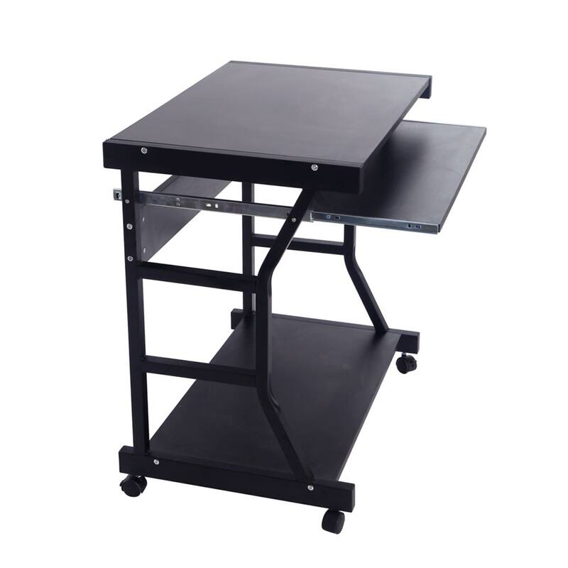 29" Moveable Study Desk Four-wheel Computer Desk Black