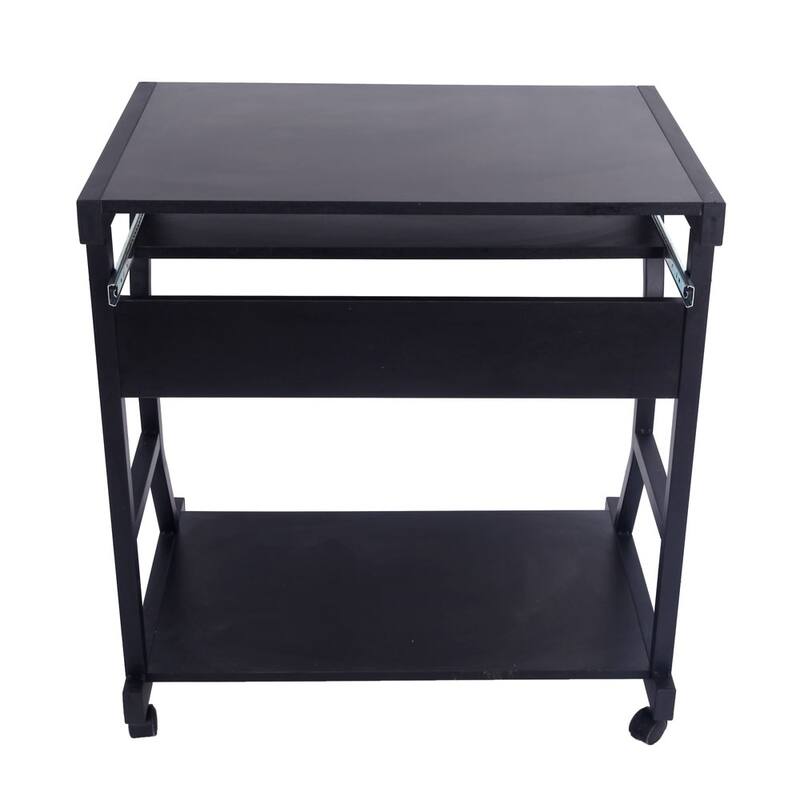 29" Moveable Study Desk Four-wheel Computer Desk Black