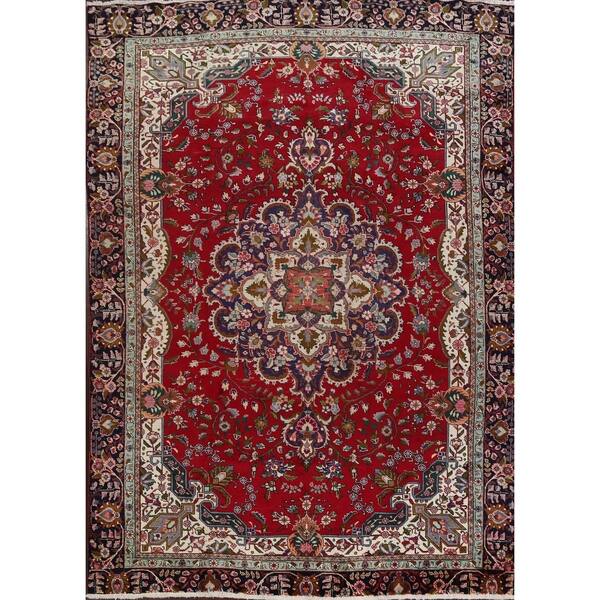 Shop Decorative Floral Red Tabriz Persian Living Room Area Rug