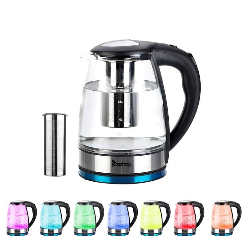 1500W Electric Kettle with SpeedBoil Tech, 1.8 Liter Cordless with LED Light