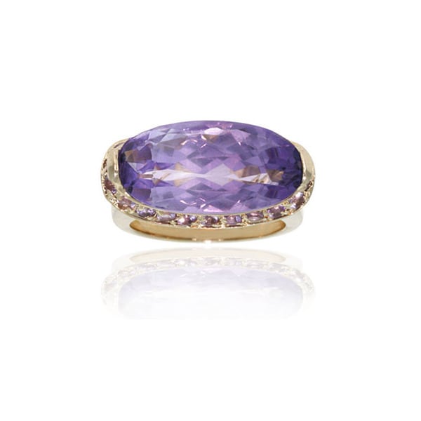 Glitzy Rocks 18k Gold over Sterling Silver Amethyst Ring Glitzy Rocks Gemstone Rings