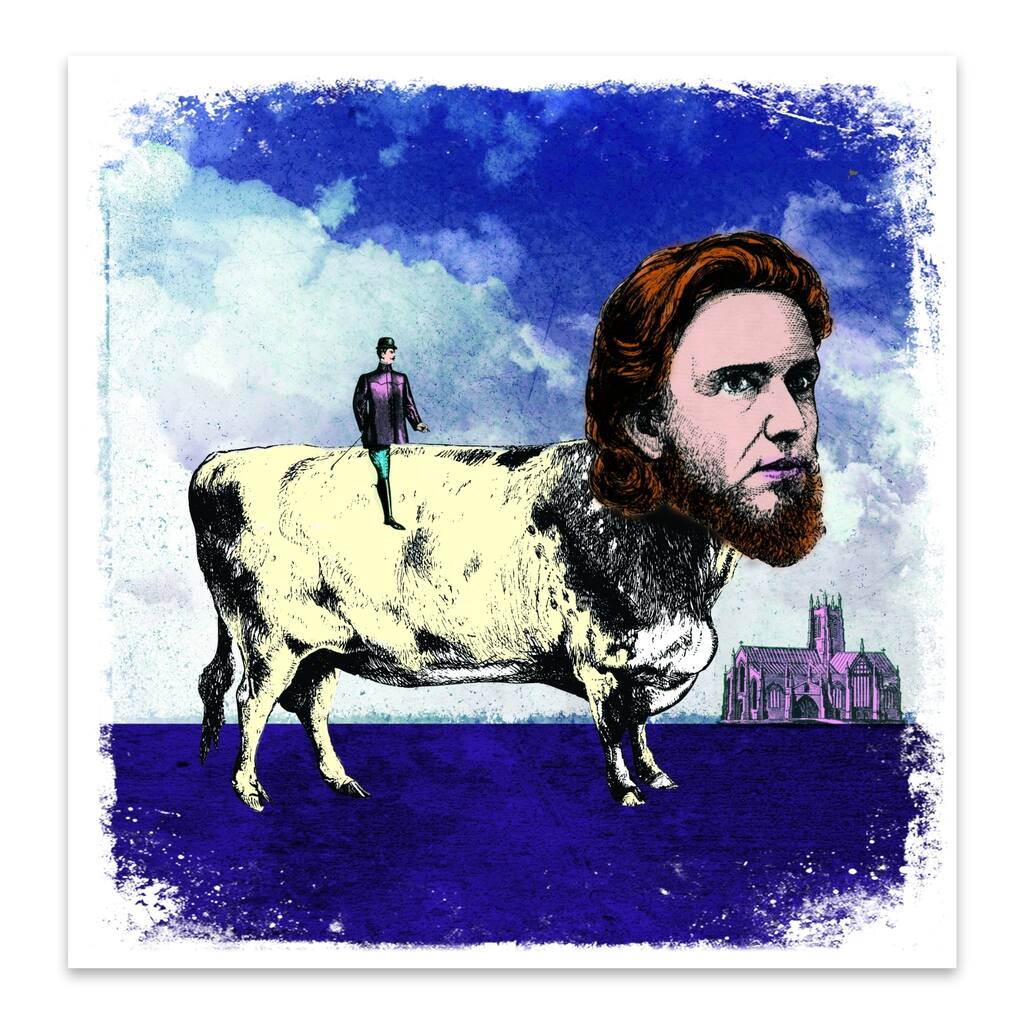 Bovine Cow Humour Illustration Jasper Metal Wall Art Print