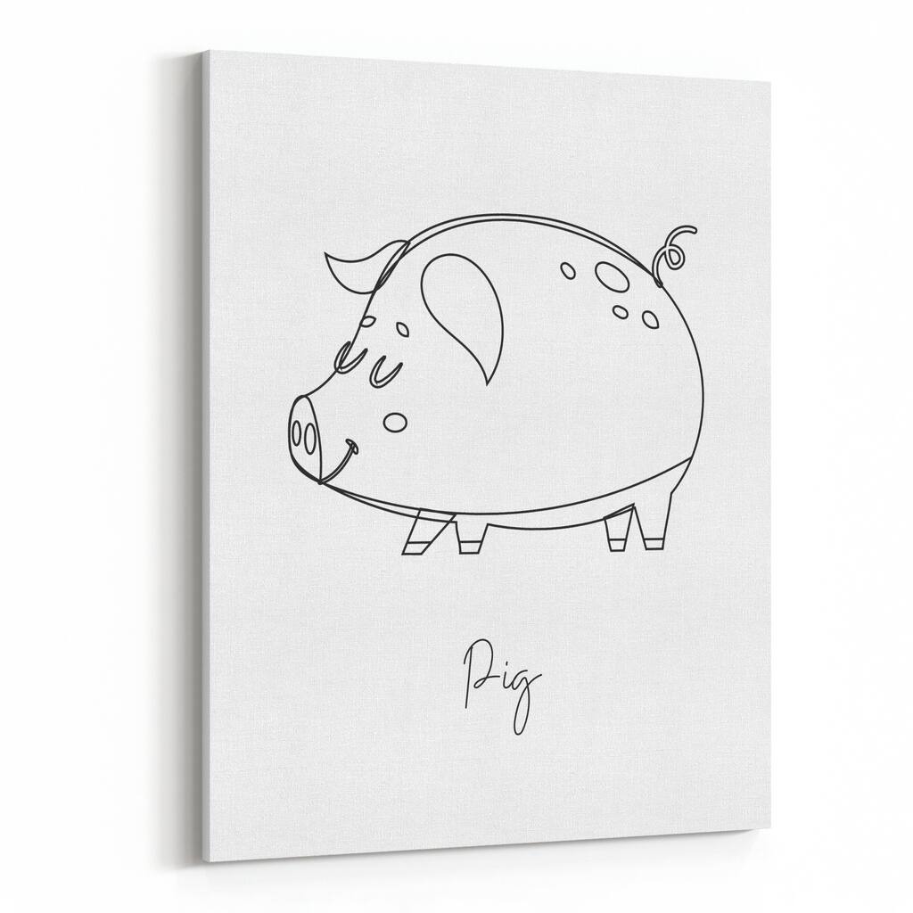 Animals Minimal Pig Children's Art Canvas Wall Art Print