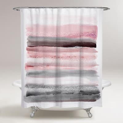 Oliver Gal 'Pink Sunset' Abstract Decorative Shower Curtain Patterns - Pink, Gray