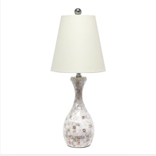 Lalia Home Malibu Curved Mosaic Seashell Table Lamp With Chrome Accents 