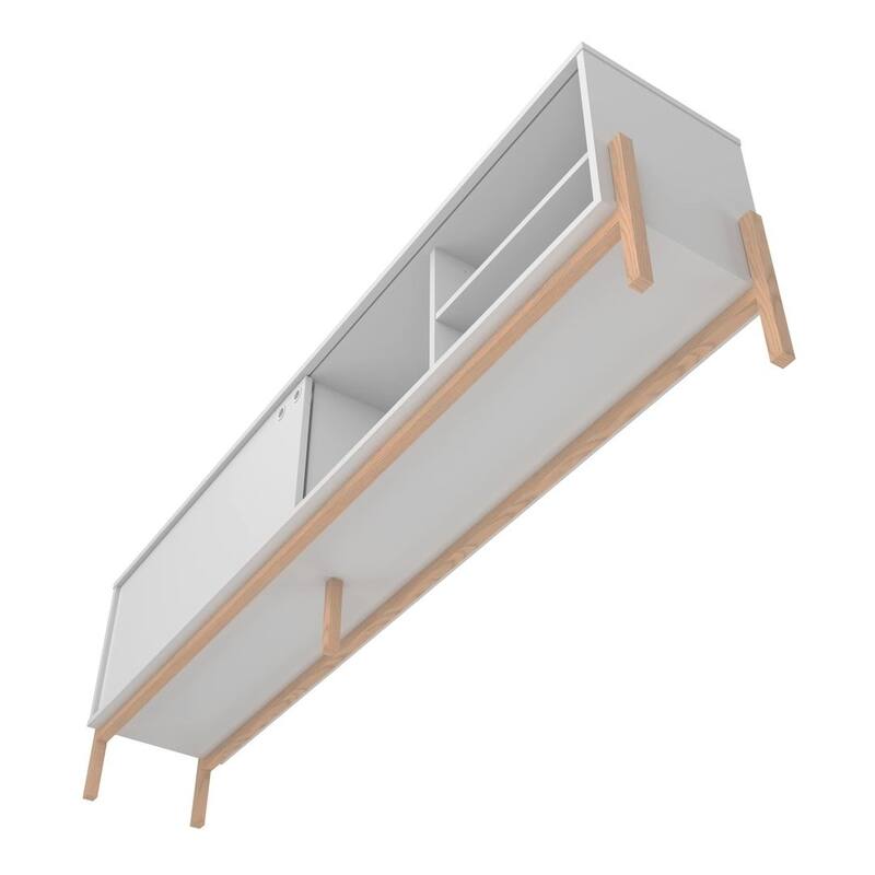 Bowery 72.83 TV Stand with 4 Shelves in Black and Oak Bed Bath