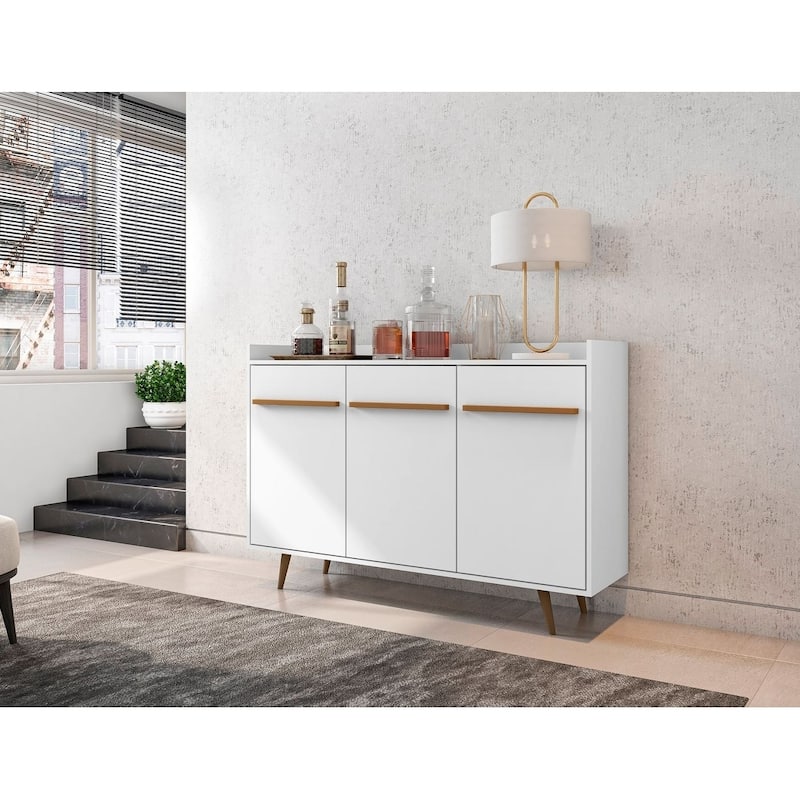 Bradley 53.54 Buffet Stand with 4 Shelves by Manhattan Comfort - White