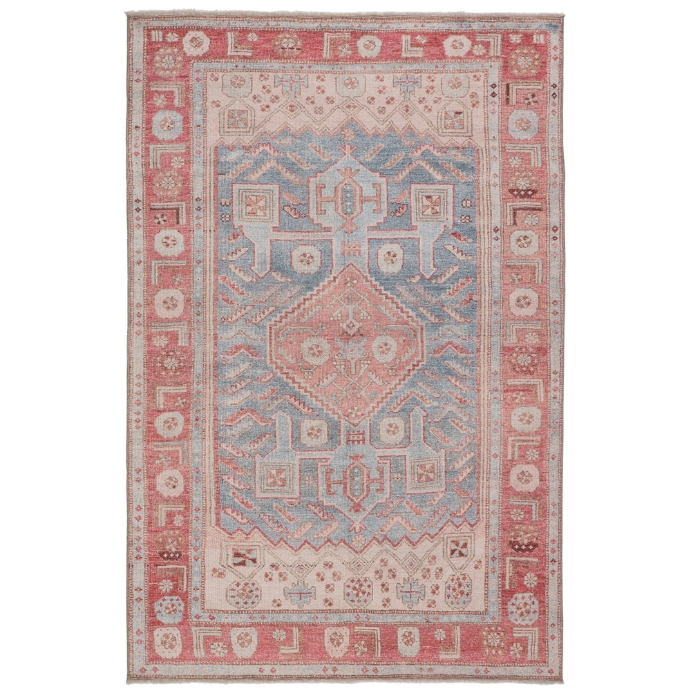 The Curated Nomad Falmont Printed Medallion Pink/ Blue Area Rug