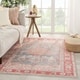 preview thumbnail 1 of 3, The Curated Nomad Falmont Printed Medallion Pink/ Blue Area Rug