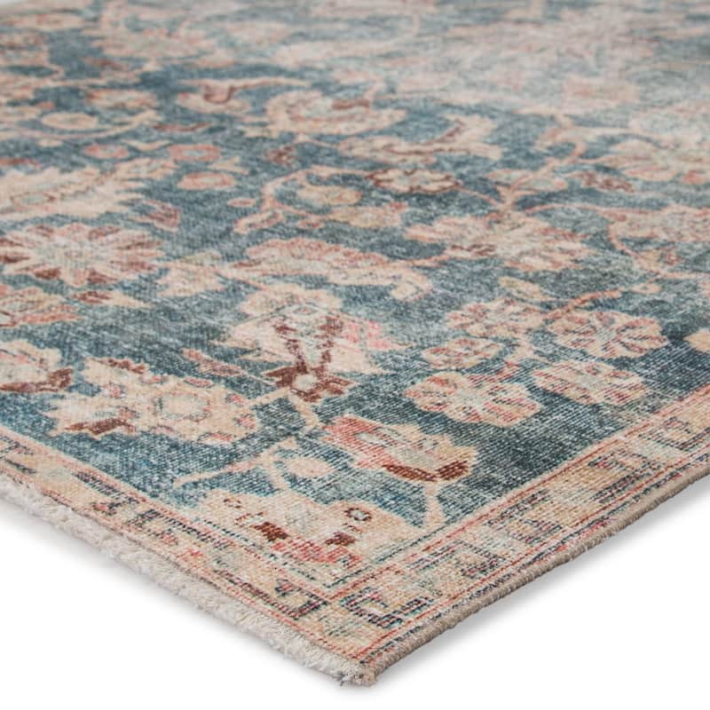 The Curated Nomad Edgel Printed Oriental Oushak Teal/ Rust Area Rug