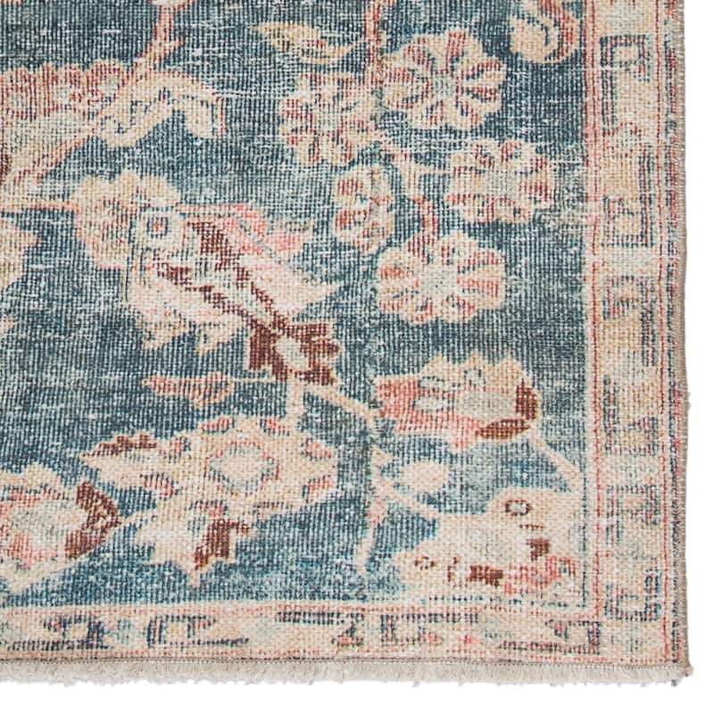 The Curated Nomad Edgel Printed Oriental Oushak Teal/ Rust Area Rug