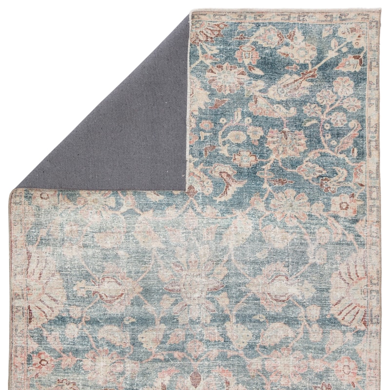 The Curated Nomad Edgel Printed Oriental Oushak Teal/ Rust Area Rug