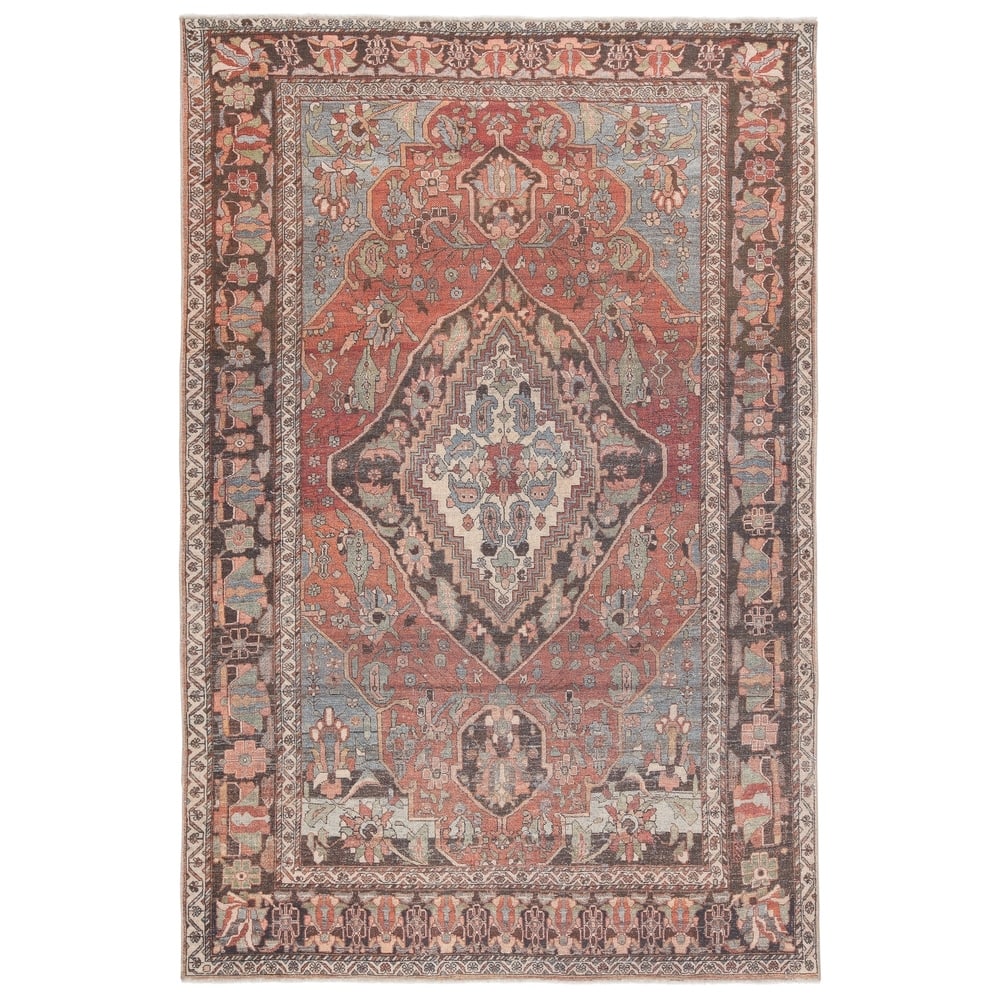 The Curated Nomad Felman Printed Medallion Rust/ Grey Area Rug