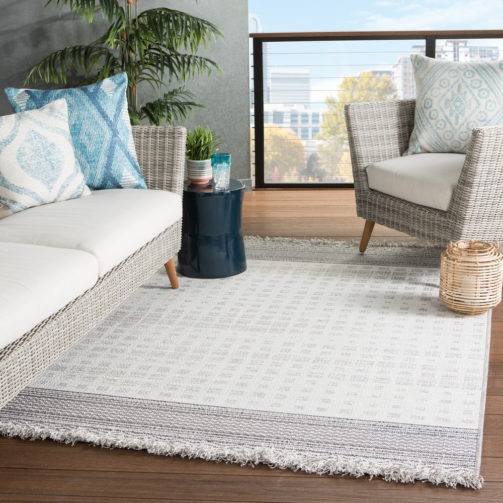 Rodelle Neutral Geo Outdoor Rug by Havenside Home - On Sale - Bed