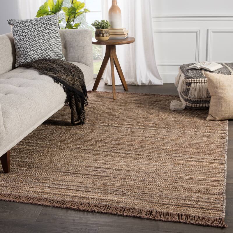 The Curated Nomad Arlington Natural Striped Brown Jute Area Rug