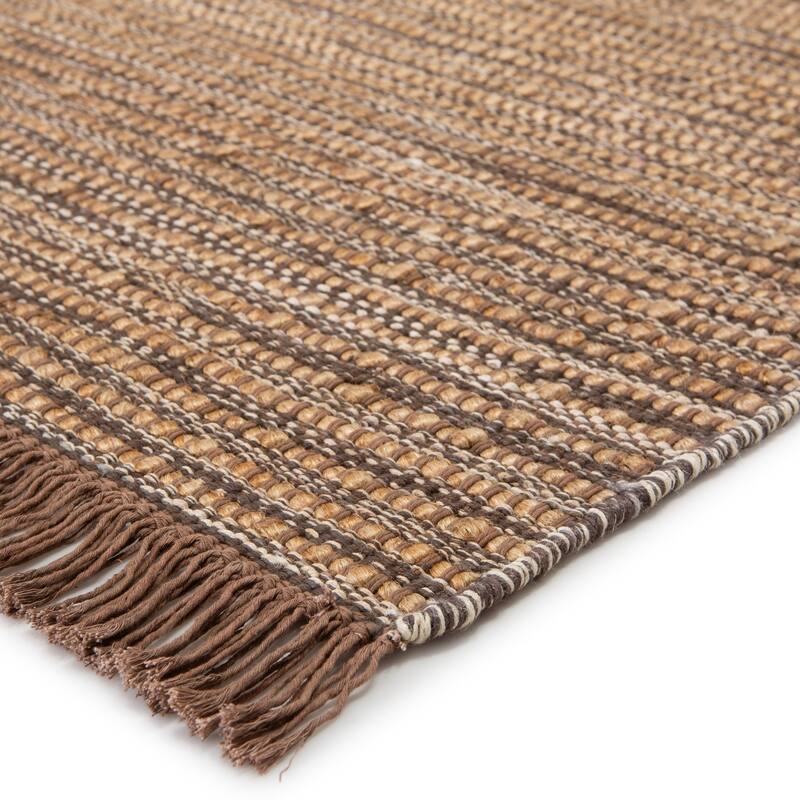 The Curated Nomad Arlington Natural Striped Brown Jute Area Rug