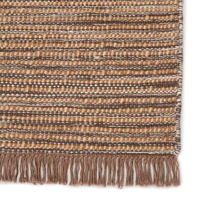 The Curated Nomad Arlington Natural Striped Brown Jute Area Rug