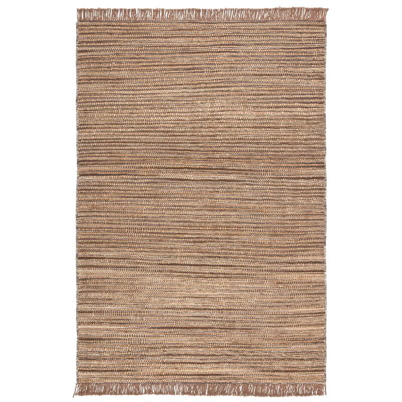 The Curated Nomad Arlington Natural Striped Brown Jute Area Rug