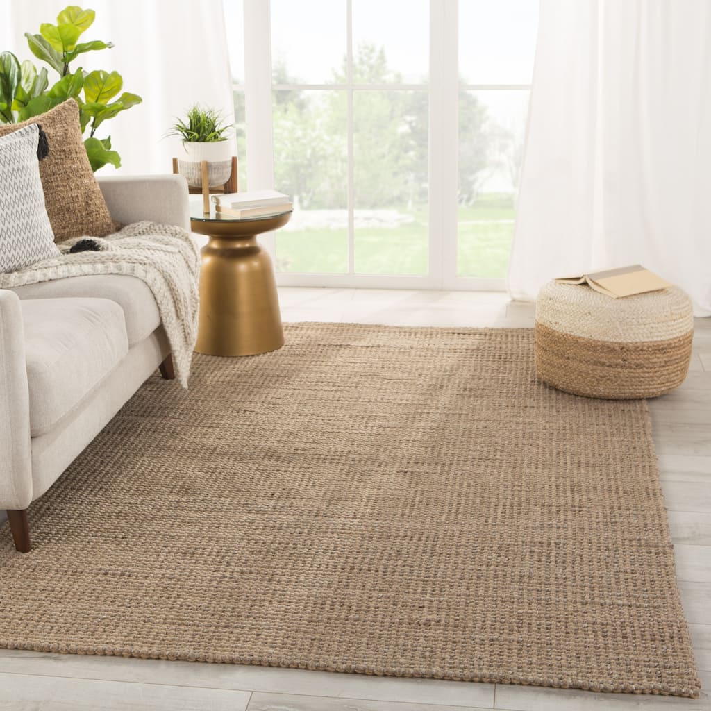 Porch & Den Beardsley Solid Tan and Taupe Jute/ Wool Area Rug
