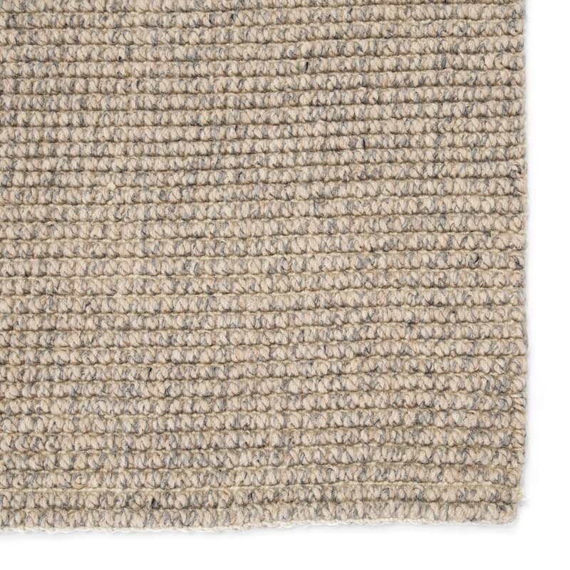 Porch & Den Foote Solid Grey and Beige Jute/ Wool Area Rug
