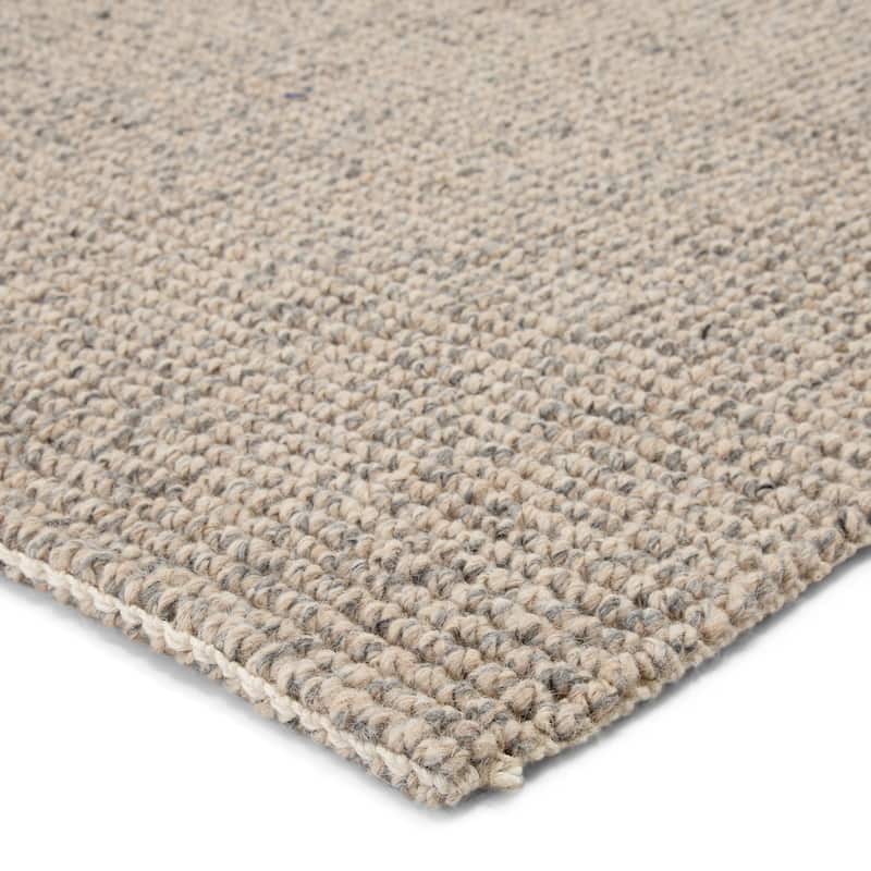 Porch & Den Foote Solid Grey and Beige Jute/ Wool Area Rug