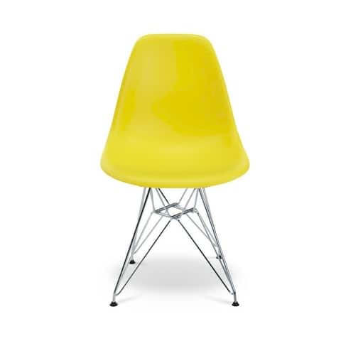 Polypropylene seat chair with durable metal legs - Yellow. Set of 4