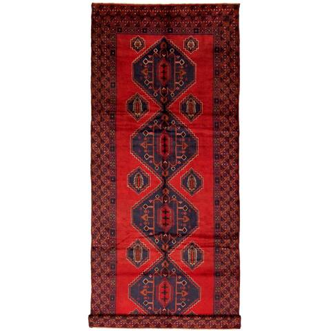 Hand-knotted Teimani Red Wool Rug - 5'1" x 12'9" Runner