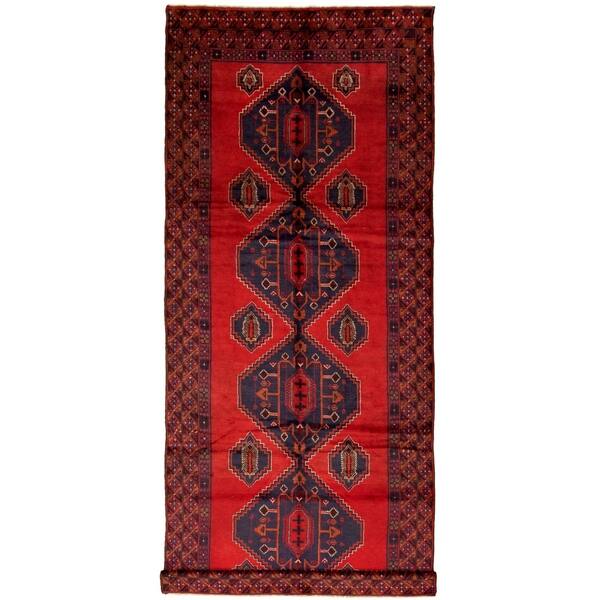 slide 2 of 9, Hand-knotted Teimani Red Wool Rug - 5'1" x 12'9" Runner