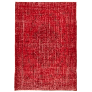 Hand-knotted Color Transition Red Wool Rug - 6'7 x 9'6