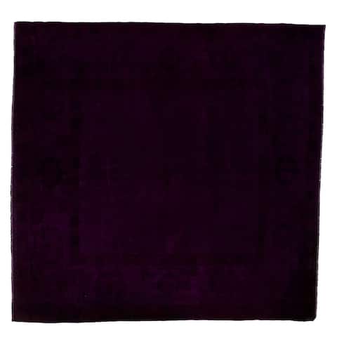 Hand-knotted Color Transition Purple Wool Rug - 6'6 x 6'9