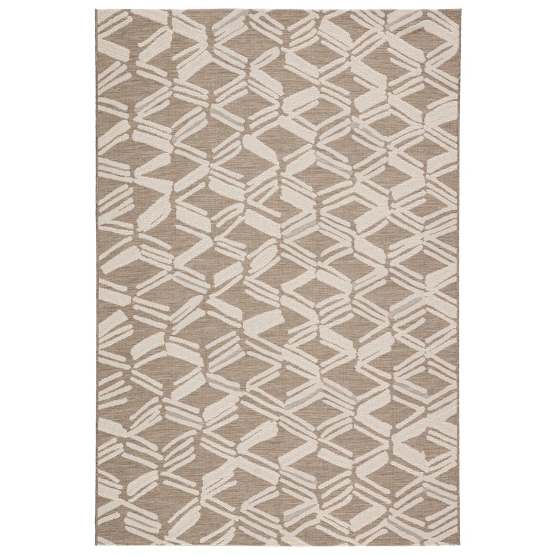 Azili Indoor/ Outdoor Trellis Poly Area Rug by Havenside Home - 4'X5'7" - Beige/Cream