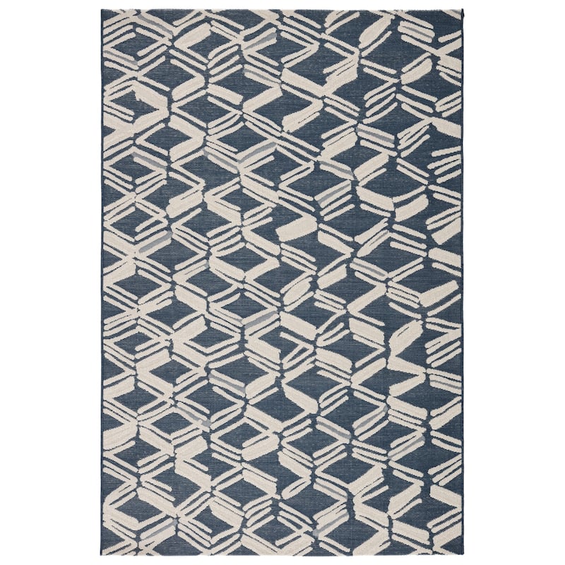 Azili Indoor/ Outdoor Trellis Poly Area Rug by Havenside Home - 8'9"X12'5" - Navy/Cream