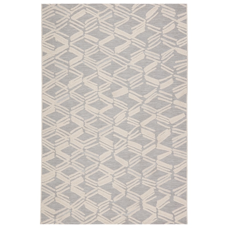 Azili Indoor/ Outdoor Trellis Poly Area Rug by Havenside Home - 4'X5'7" - Light Gray/Cream