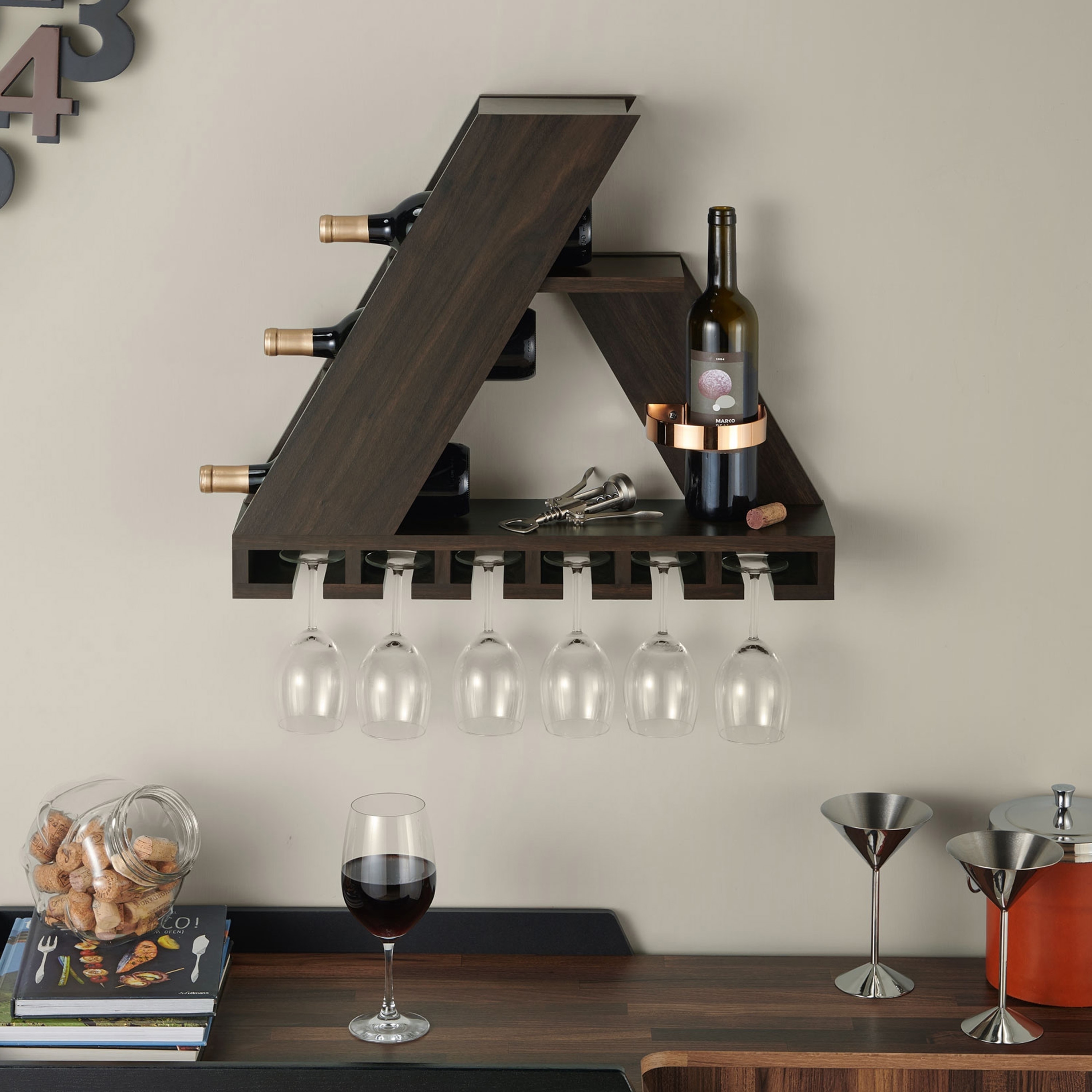 Tory Modern Wenge 4-bottle Compact Floating Wine Rack by Furniture