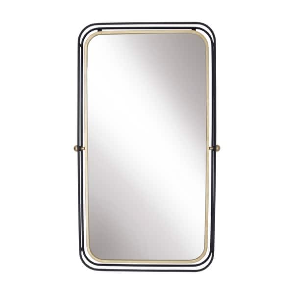 slide 1 of 1, Metal 36" Rectangular Mirror, Black/Gold