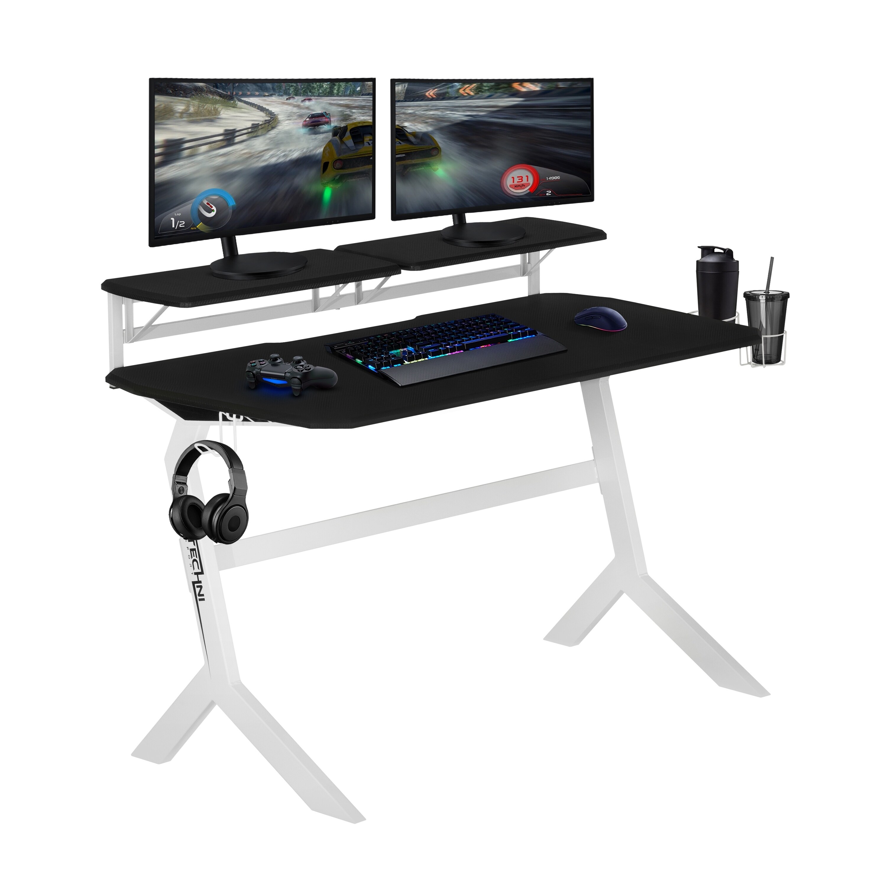 Modern Gaming Desk with Sleek Design and Futuristic Accessories Stock Image  - Image of idea, desk: 274192813