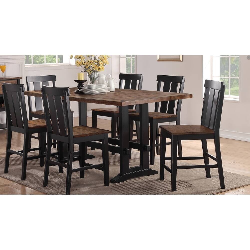 Dark Brown Rubber Wood Counter Height Table