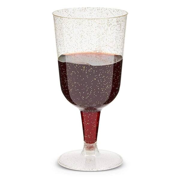 50-Pack Gold Glitter 7oz Plastic Wine Glasses Reusable Elegant Party Cups  Clear for Weddings Parties - Bed Bath & Beyond - 31094347
