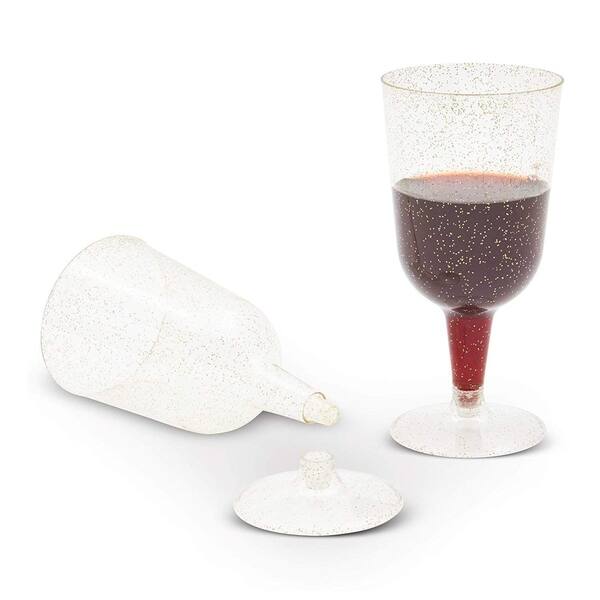 50-Pack Gold Glitter 7oz Plastic Wine Glasses Reusable Elegant Party Cups  Clear for Weddings Parties - Bed Bath & Beyond - 31094347