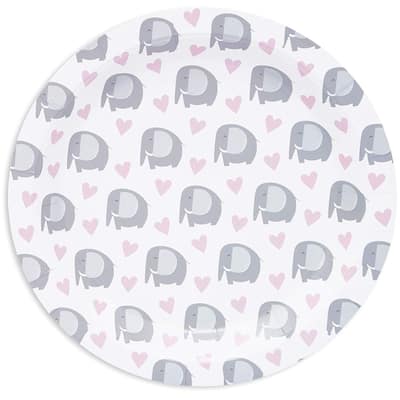 80-Pack Cute Elephant and Heart Disposable Paper Plates 9" for Girls Baby Shower