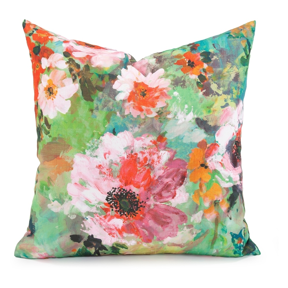 Throw Pillow Juliet Rustic Floral Orange 20x20 Throw Pillow