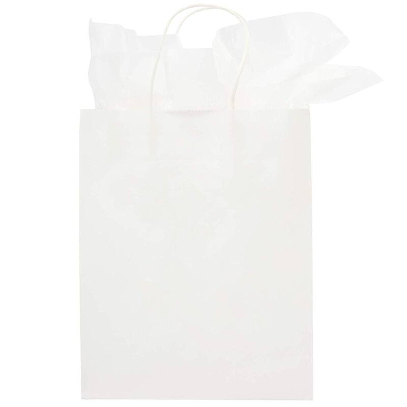 Blue Panda 15x Thank You Kraft Paper Gift Bags with Handles Tissue Rose Gold Foil Lettering
