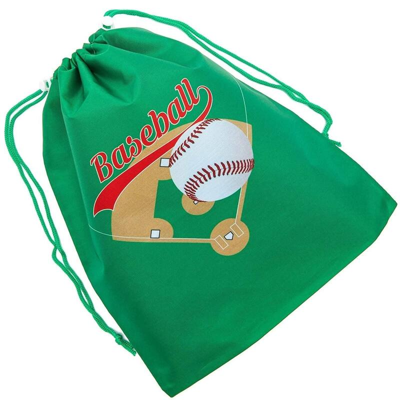 Blue Panda 12 Pack of Baseball Party Favor Bags, Drawstring Pouches for Birthday, 12 x 10"