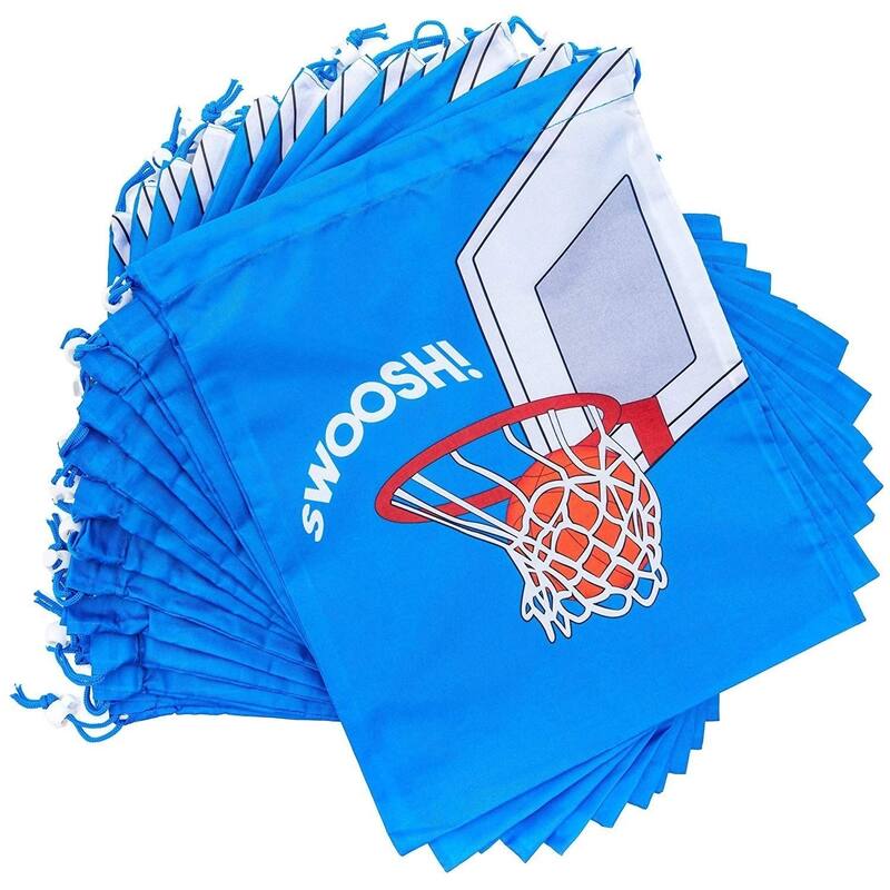 Blue Panda 12 Pack Basketball Themed Party Favor Drawstring Gift Bags for Boys Birthday