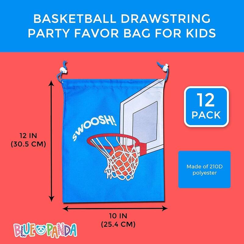 Blue Panda 12 Pack Basketball Themed Party Favor Drawstring Gift Bags for Boys Birthday