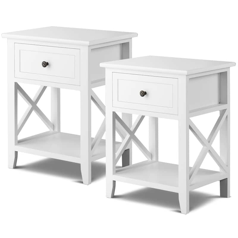 Bedroom Accents Furniture End Table Nightstand with Drawer & Shelf
