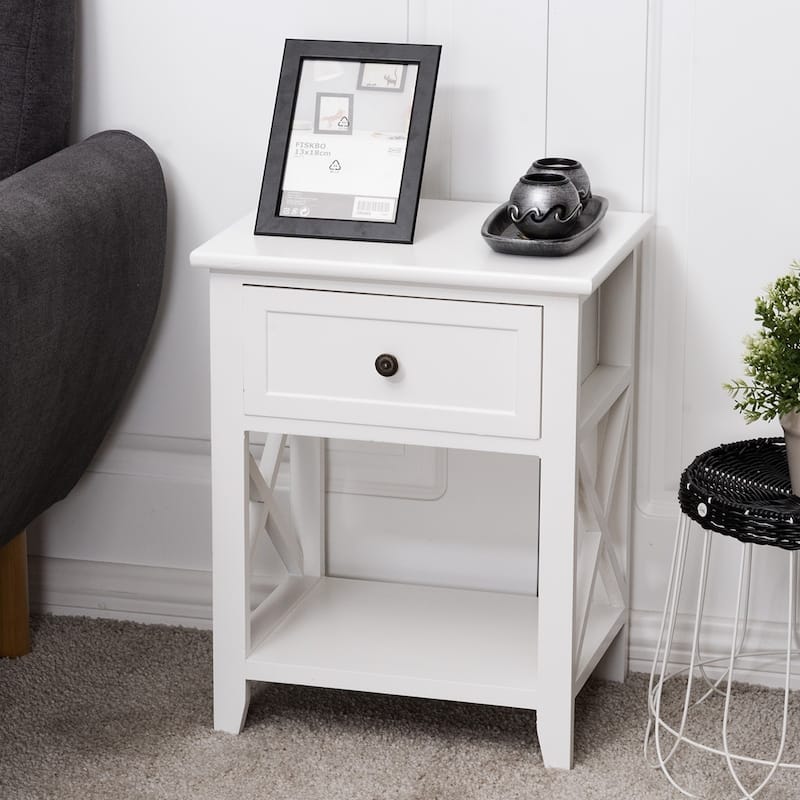 Bedroom Accents Furniture End Table Nightstand with Drawer & Shelf