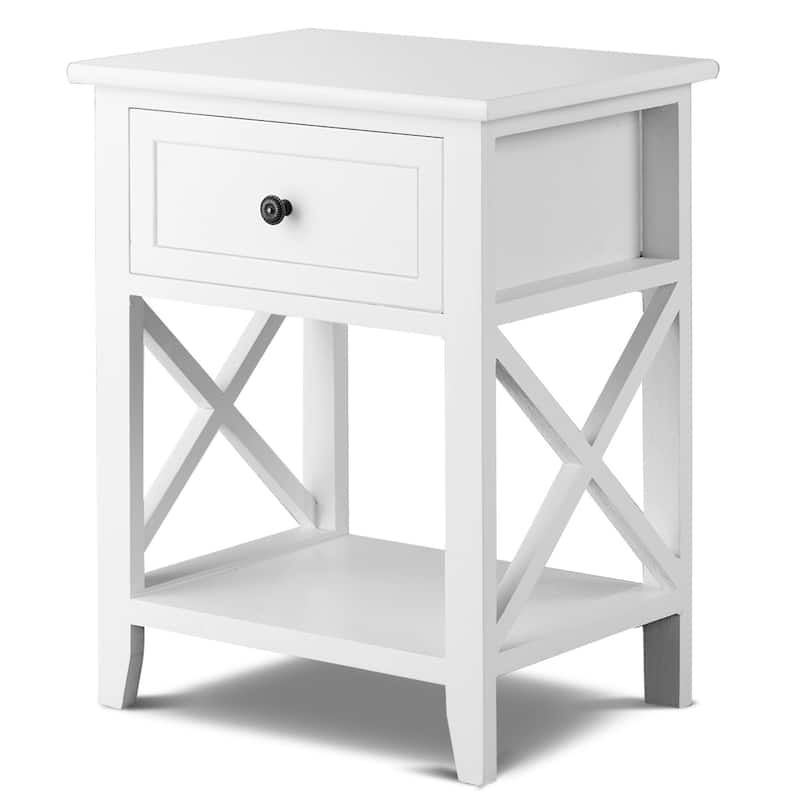 Bedroom Accents Furniture End Table Nightstand with Drawer & Shelf - Single