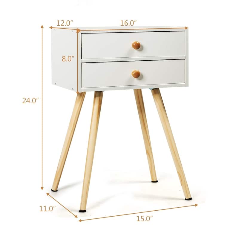 Side End Table Nightstand Bedroom Room Furniture with Drawers